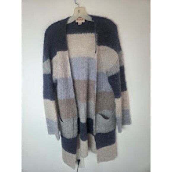 Pepin Anthropologie Grey & Blue Wool & Alpaca Open Front Duster Cardigan Medium - Picture 2 of 8
